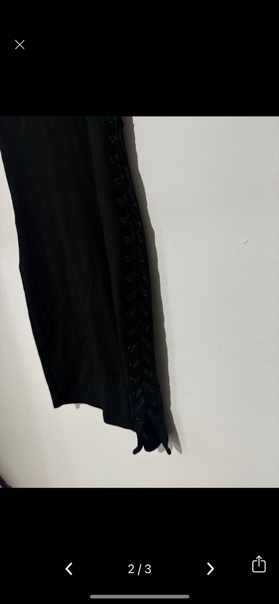 Kadın Siyah Midi Kısa Kollu Elbise - Görsel 2