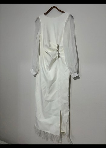 Uzun Beyaz Kadın Elbise - Görsel 2