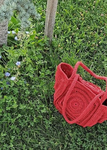 Beden Bordo Örgü Bohem Kadın Çantası