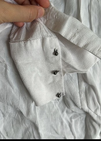 xl Beden Mango Düğmeli Beyaz Şık Kadın Gömlek