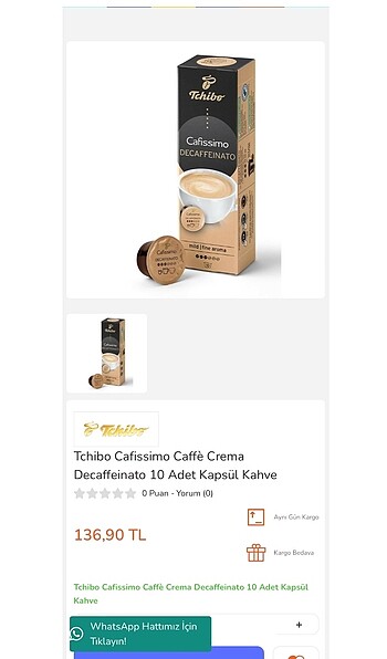 Tchibo Tchibo 10 lu kapsül kahve - Cafissimo Colombia