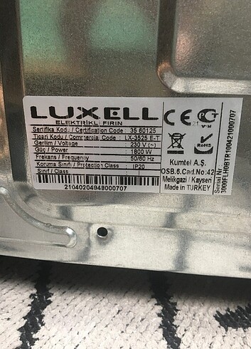 Luxell Luxell LX 3525 39 lt Turbo Midi