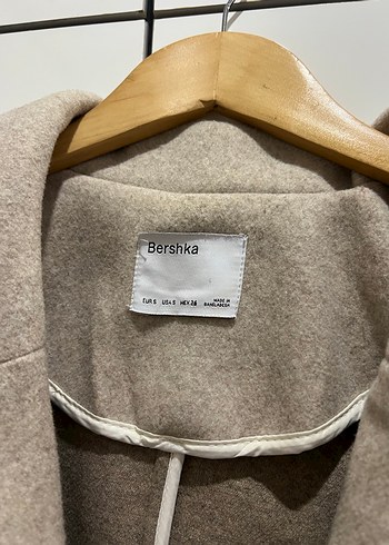 s Beden camel Renk Bej Düğmeli Klasik Kaban bershka