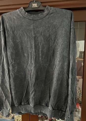 Diğer Kadın Gri Keten Salaş Uzun Kollu Sweatshirt