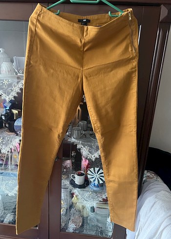 H&M Kadın Parlak Kahverengi Fermuarlı Kumaş Pantolon