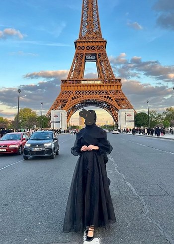 Diğer Siyah Uzun Dökümlü Gotik Kadın Elbise
