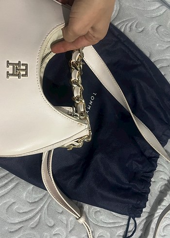 Beyaz Zincir Detaylı Deri Kadın Çapraz Çanta - Görsel 2