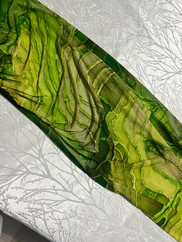 Yeşil Drapeli Uzun Straplez Elbise - Görsel 3