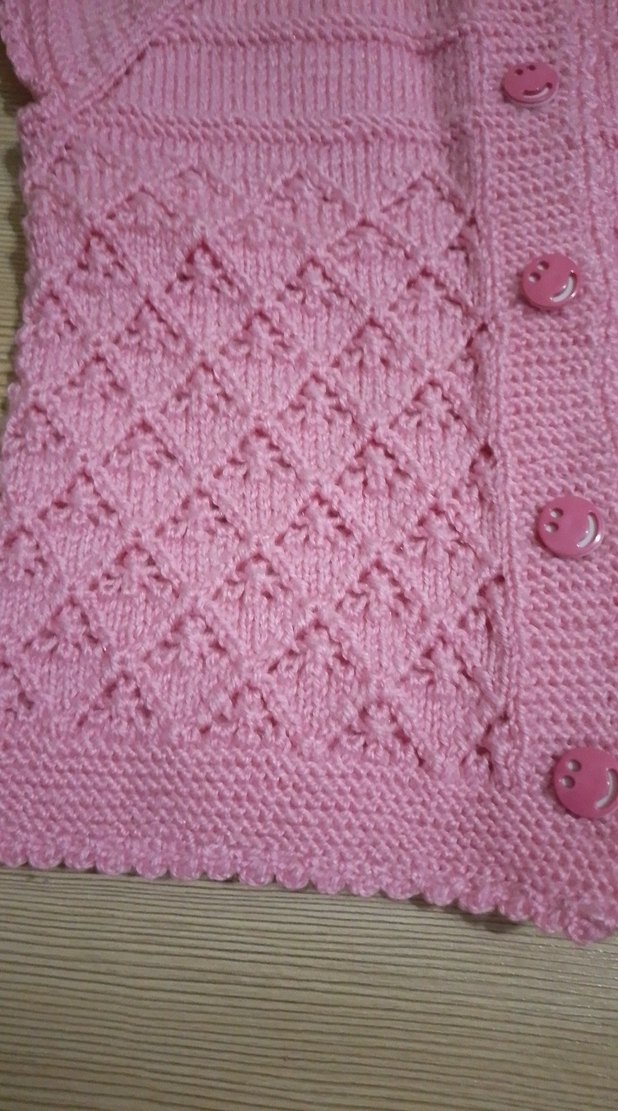 Kız Çocuk Pembe Örgü Kolsuz Hırka - Görsel 2