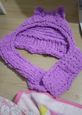 Mor Örgü Çocuk Bere Şapka - Görsel 2