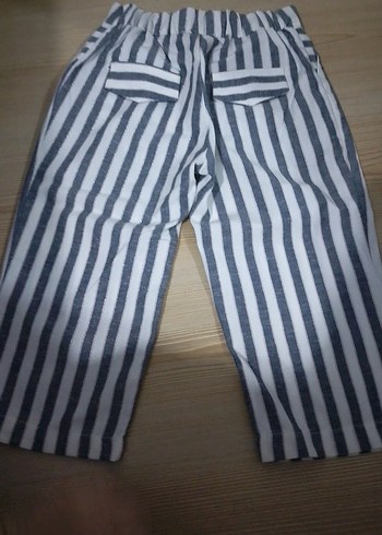 Gri Beyaz Çizgili Kadın Kumaş Pantolon - Görsel 2