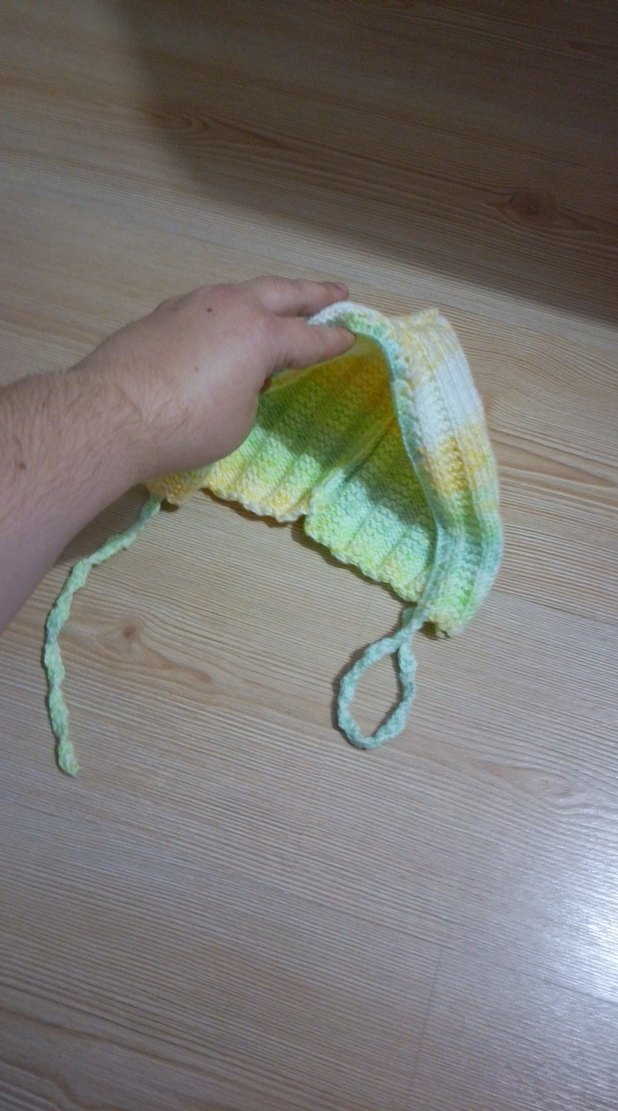 Pastel Çok Renkli Bağlamalı Bebek bere - Görsel 3