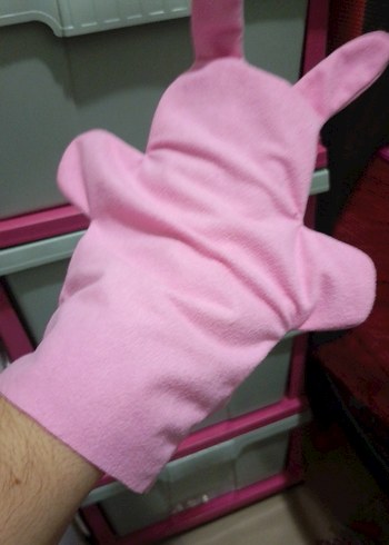 Pembe Tavşan El Kuklası Peluş Oyuncak - Görsel 3