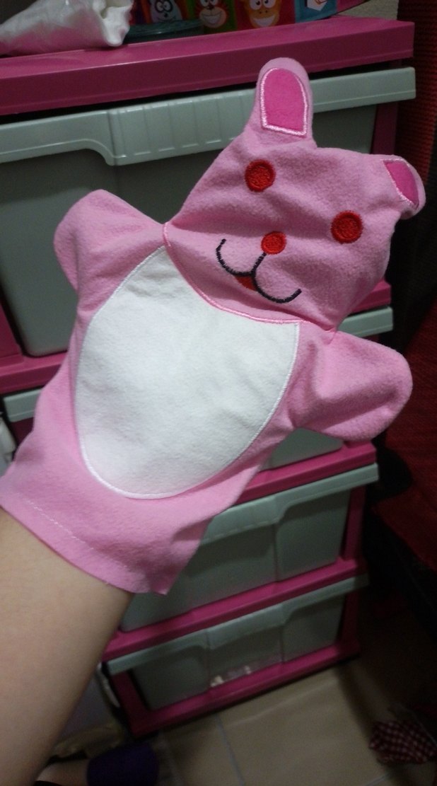 Pembe Tavşan El Kuklası Peluş Oyuncak - Görsel 2