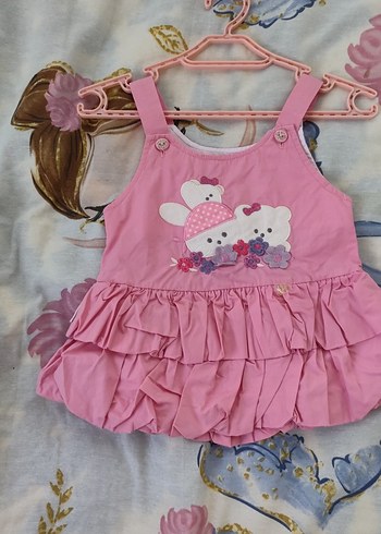 Kız Çocuk Pembe Fırfırlı Pamuklu Elbise