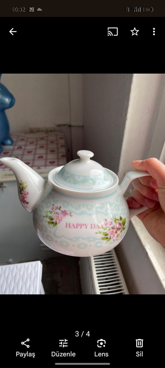 Turkuaz Pastel Desenli Camdemlik - Görsel 2