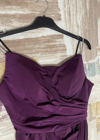 Mor Drapeli Uzun Abiye Elbise - Görsel 3