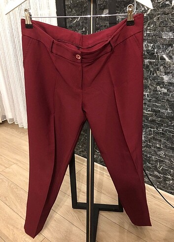 Bordo slim fit kumaş pantolon