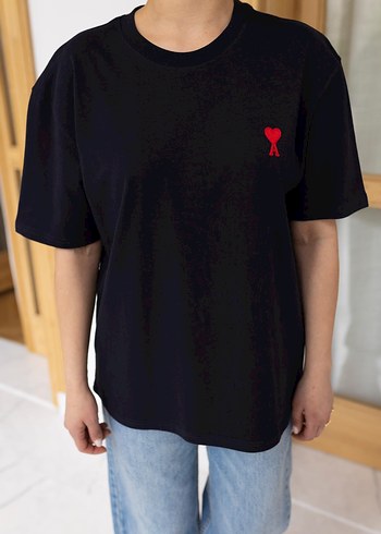 Kadın Siyah Loose Fit Kısa Kollu Tişört - Görsel 3