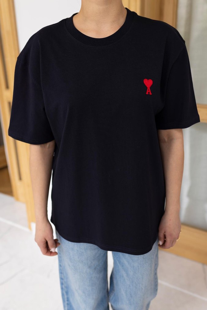 Kadın Siyah Loose Fit Kısa Kollu Tişört - Görsel 3