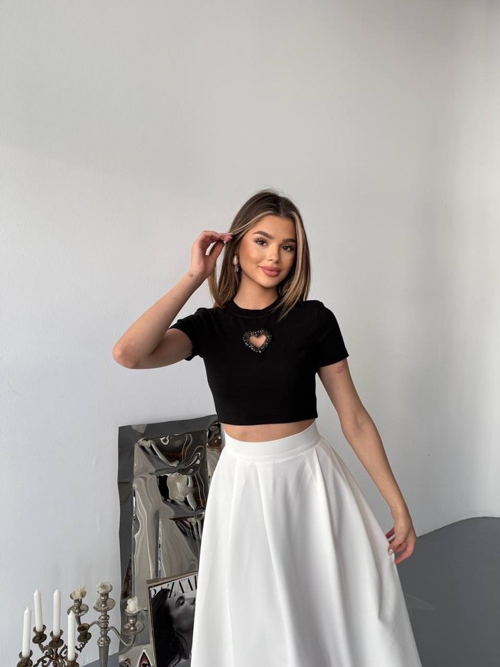 Kız Çocuk Siyah Payetli Kısa Kollu Tişört - Görsel 3