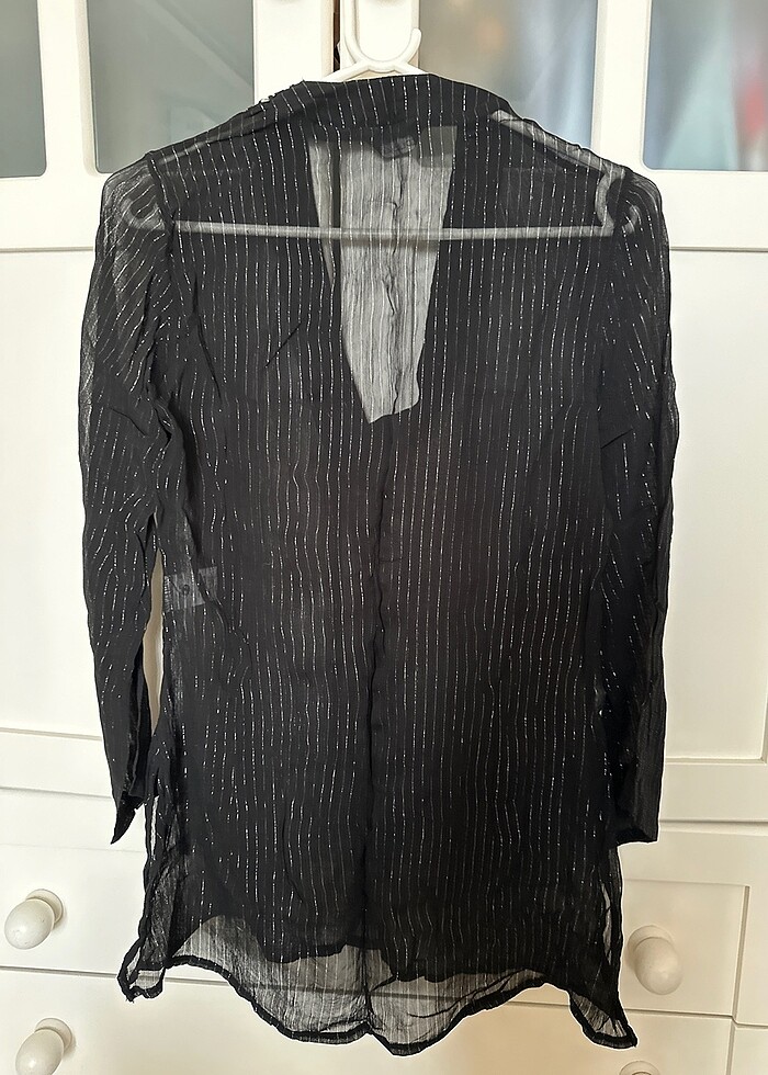 Boncuklu şifon Siyah pareo ADL - Görsel 2