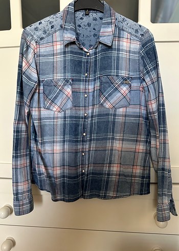 Mavi jeans kot kumaş gömlek