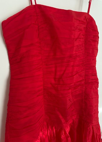 H&m straplez kırmızı elbise - Görsel 3