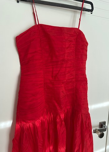 H&m straplez kırmızı elbise - Görsel 2