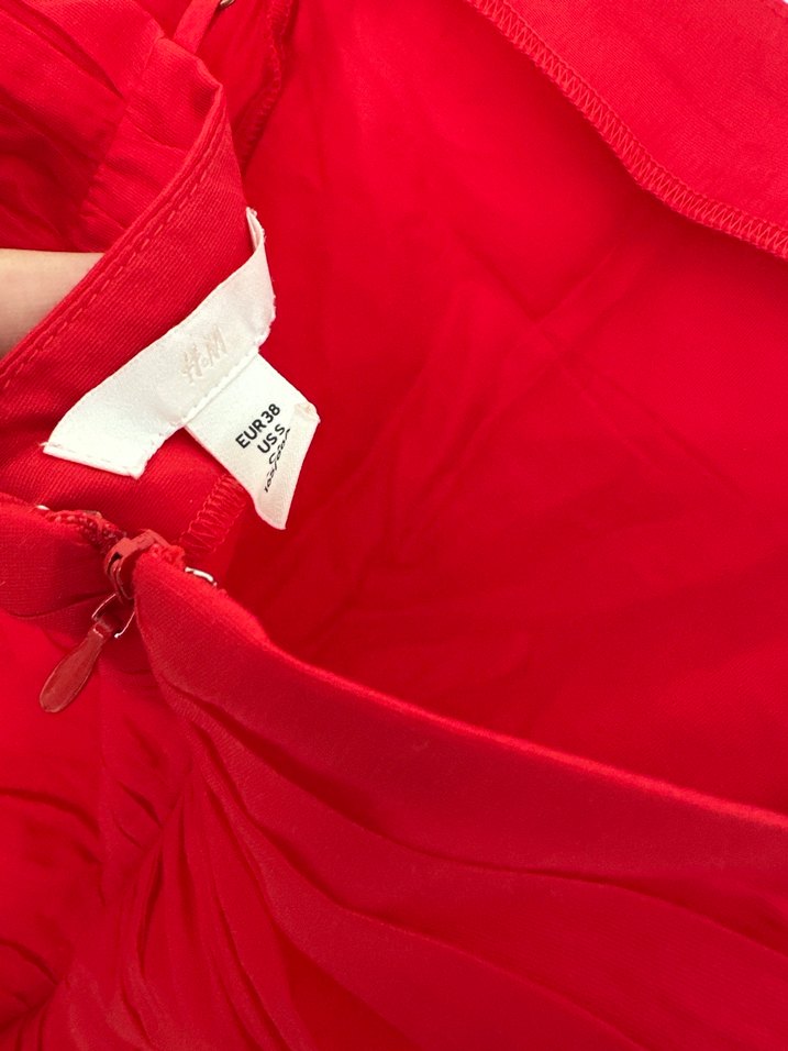 H&m straplez kırmızı elbise - Görsel 4