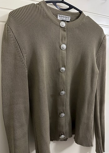 Düğmeli Bej Kadın Hırka - Görsel 2