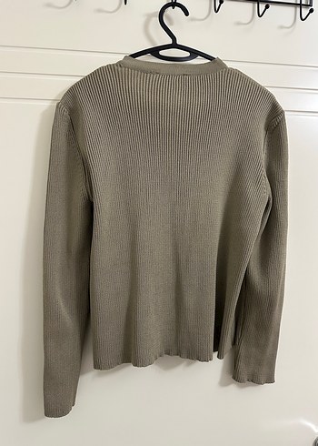 Düğmeli Bej Kadın Hırka - Görsel 5