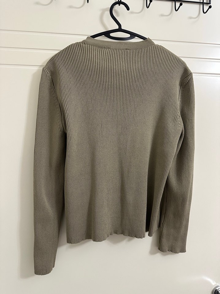 Düğmeli Bej Kadın Hırka - Görsel 5