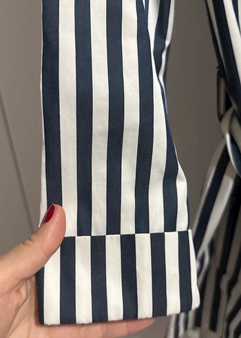 Çizgili Uzun Kadın Elbise - Görsel 3