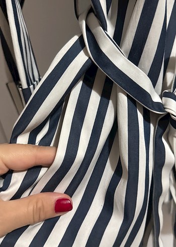 Çizgili Uzun Kadın Elbise - Görsel 2
