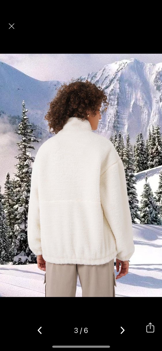 Beyaz Nakışlı Kadın Kışlık Polar Mont - Görsel 4