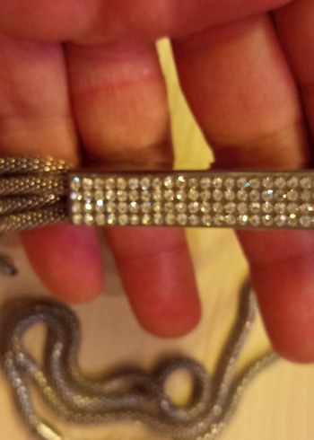 Uzun Zincirli Yılan Desenli Gri Kadın Kolye - Görsel 3