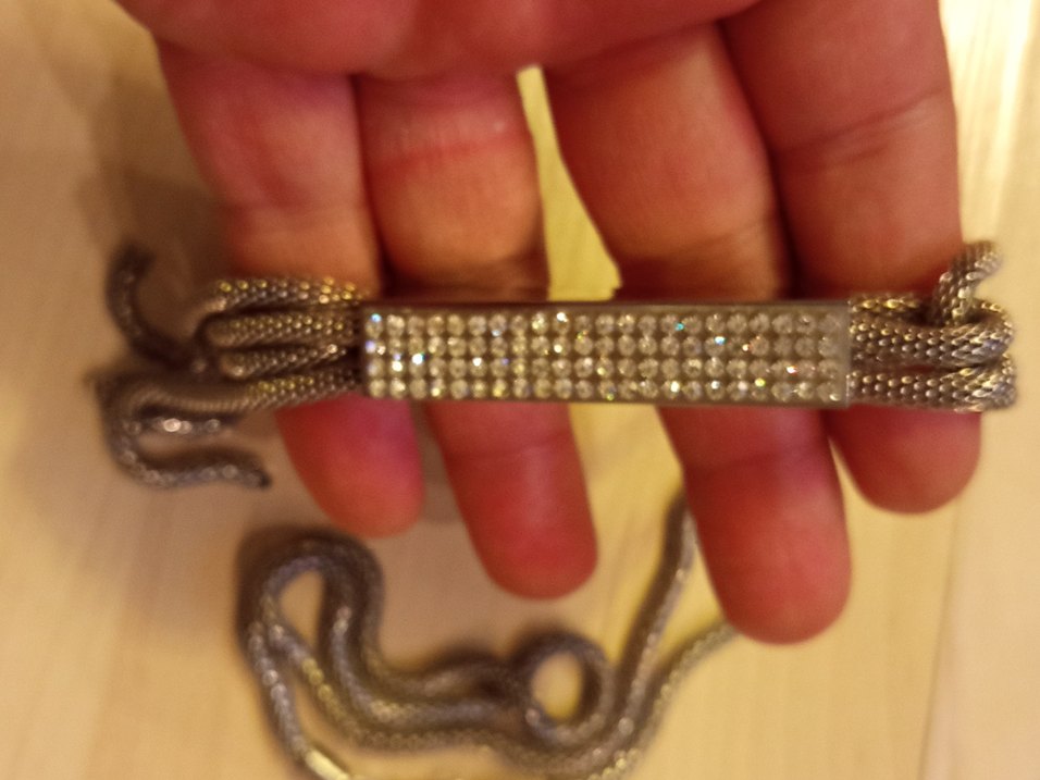 Uzun Zincirli Yılan Desenli Gri Kadın Kolye - Görsel 3