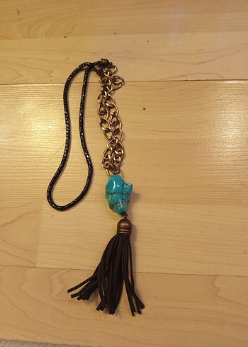 Bohem Uzun Püsküllü Turkuaz Kolye - Görsel 3