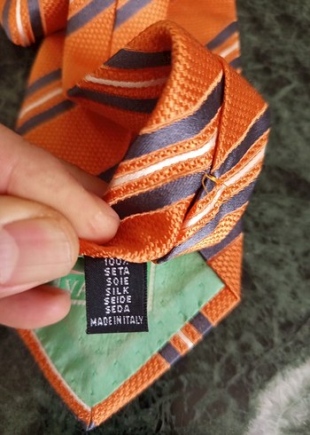 Parlak Turuncu Çizgili Erkek Kravat - Görsel 4