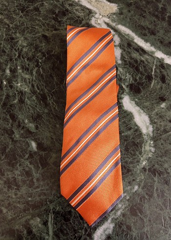 Parlak Turuncu Çizgili Erkek Kravat - Görsel 2