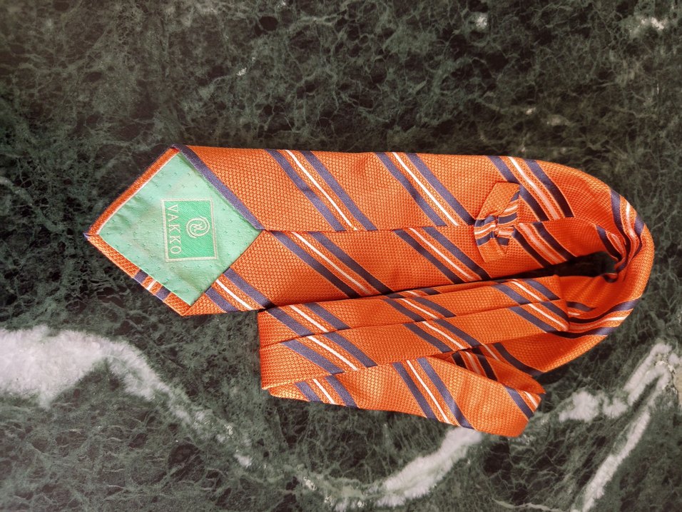 Parlak Turuncu Çizgili Erkek Kravat - Görsel 3