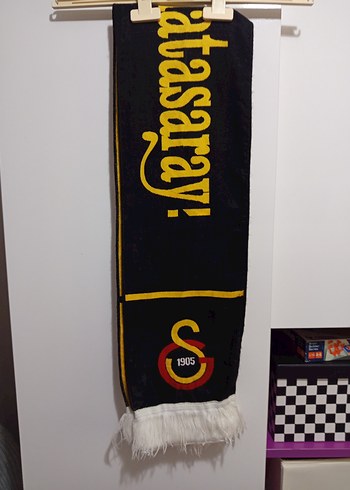 Uzun Siyah GALAtasaray Nakışlı Erkek Atkı - Görsel 2