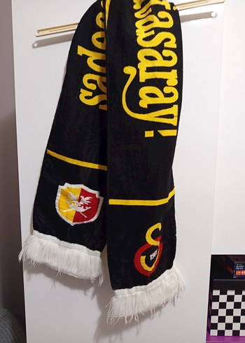 Uzun Siyah GALAtasaray Nakışlı Erkek Atkı - Görsel 4