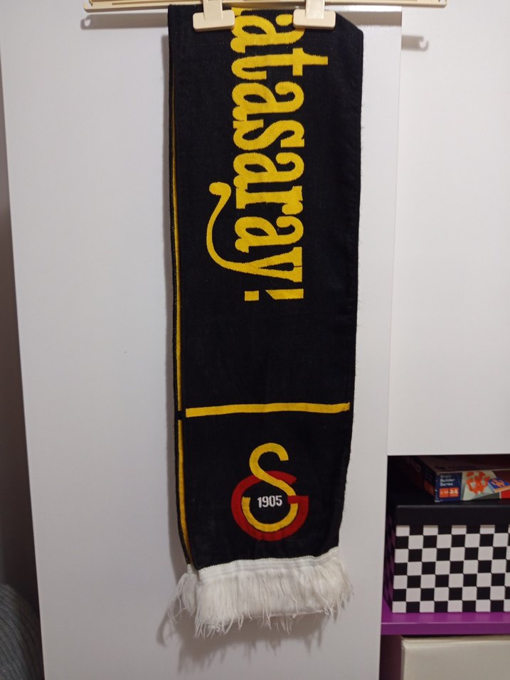 Uzun Siyah GALAtasaray Nakışlı Erkek Atkı - Görsel 2