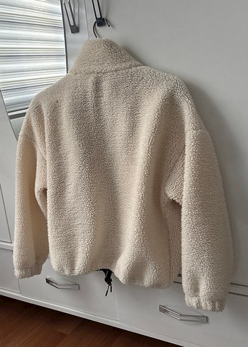 Kadın Gri Peluş Salaş Ceket Yüksek Yakalı - Görsel 2