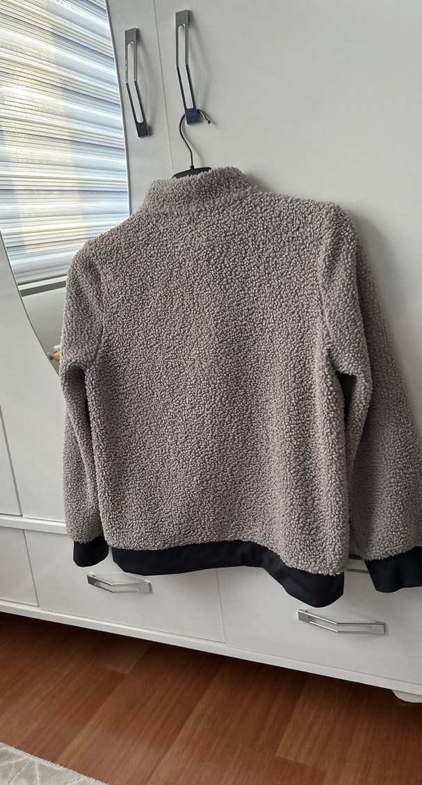 Gri Fermuarlı Kadın Polar Ceket - Görsel 2