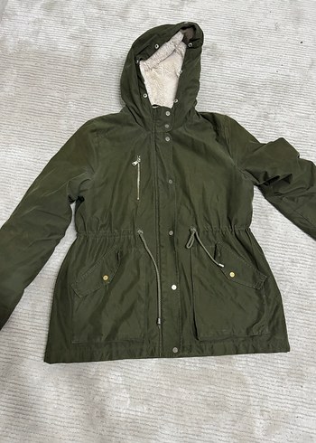 Kadın Kapüşonlu  Haki Mont - Görsel 3