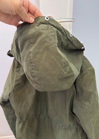 Kadın Kapüşonlu  Haki Mont - Görsel 8