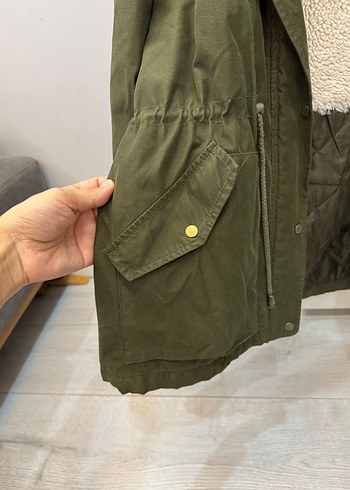 Kadın Kapüşonlu  Haki Mont - Görsel 5